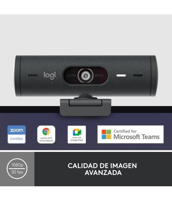 Webcam logitech brio 500 grafito full hd - usb tipo c