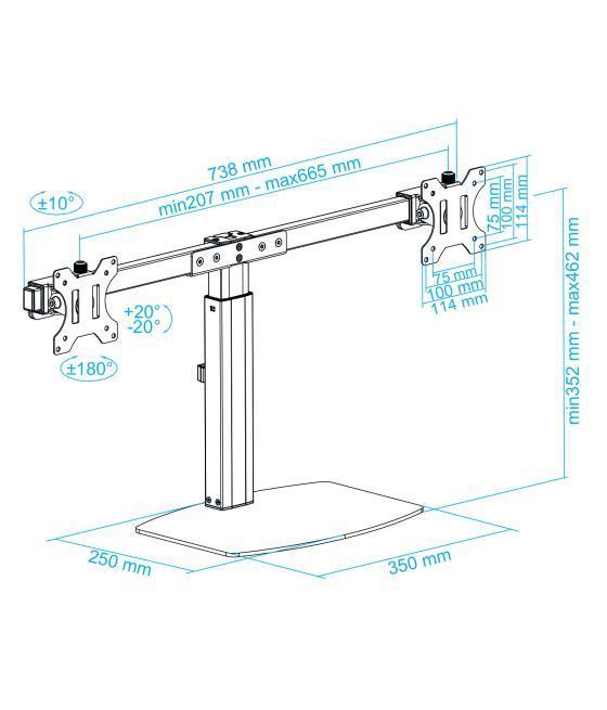Soporte monitor de mesa tooq para 2 pantallas 17pulgadas - 27pulgadas