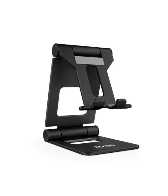 Soporte sobremesa tooq para telefono - tablet plegable slim negro