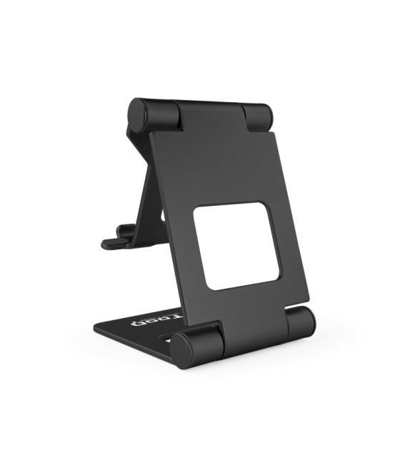 Soporte sobremesa tooq para telefono - tablet plegable slim negro