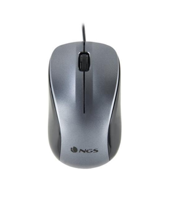 Ratón optico ngs wired crew gris cable 1.3m - 2 botones - 1200 dpi