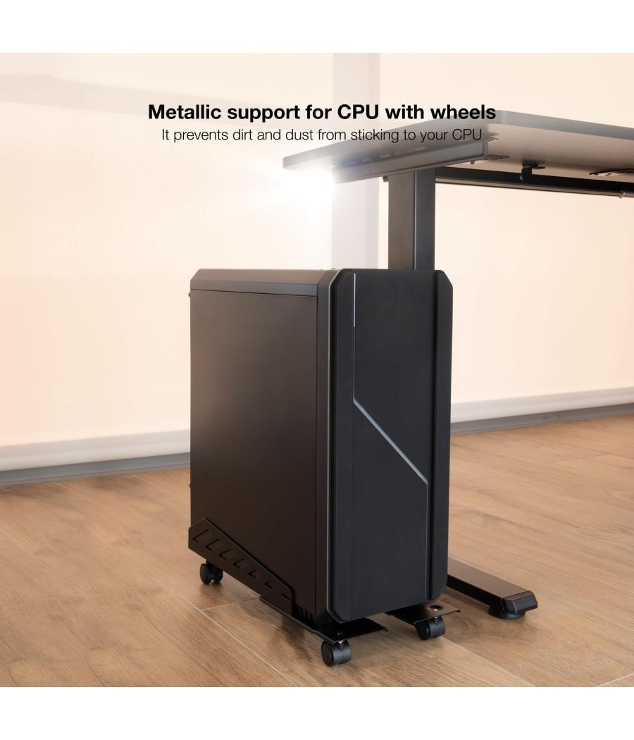 Soporte de suelo con ruedas tooq para cpu umcs0024 - b metalico carga maxima 25kg