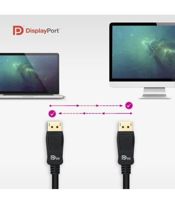 Cable nanocable displayport 1.4 certificado vesa dp - m - dp - m negro 2.0m