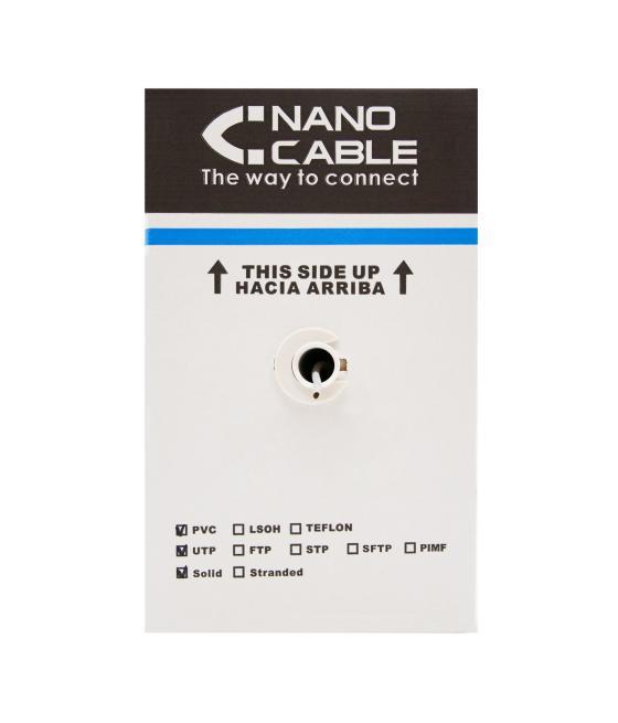 Bobina cable red utp cat5e rj45 nanocable 305m rigido - awg24 - gris