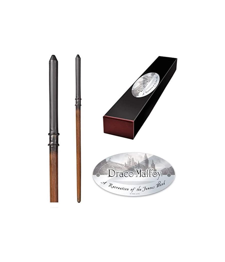 Replica the noble collection harry potter draco malfoy varita con caja y placa de identificacion