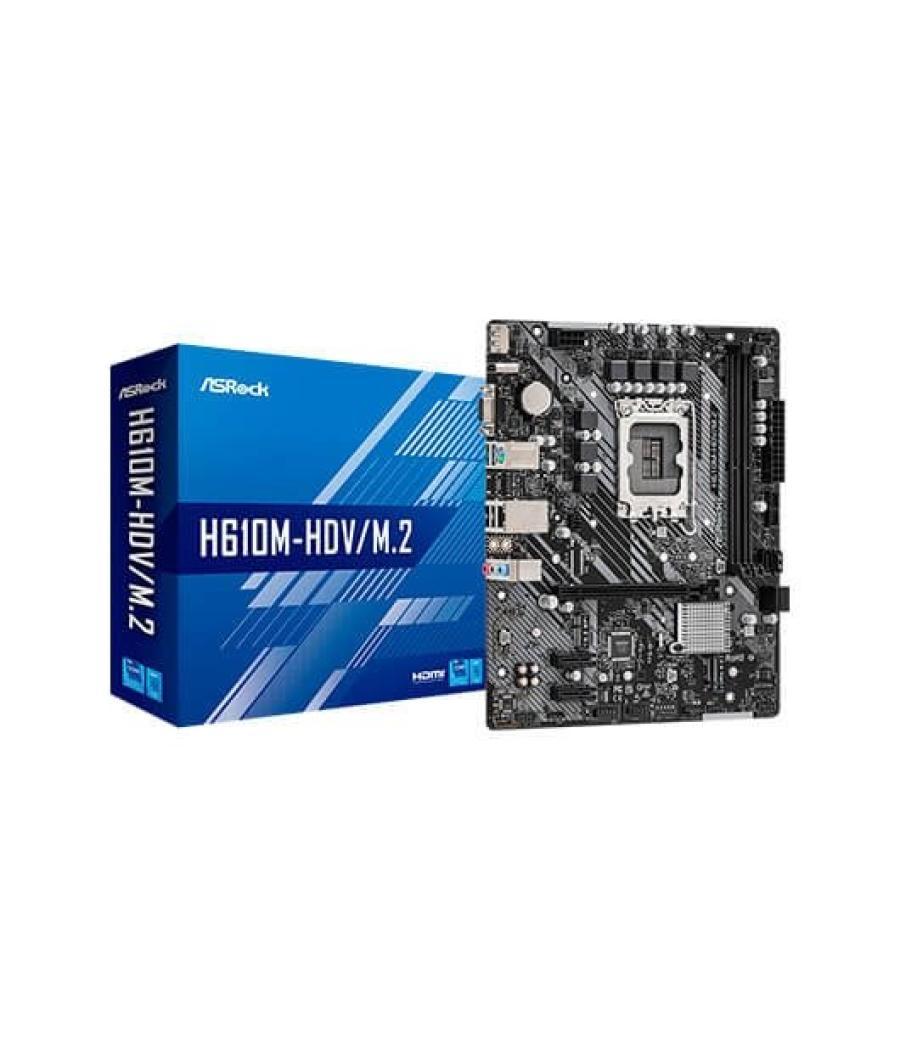 Placa base asrock 1700 h610m - hdv - m.2 ddr4 m - atx - 2 x ddr4 - 4 x sata 3 - 2 x usb 3.2 - 2 x usb 2.0