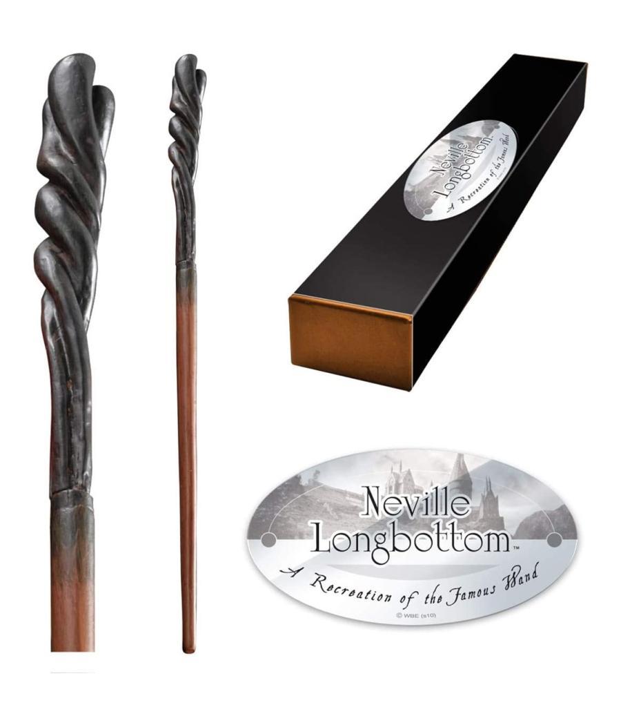 Replica the noble collection harry potter neville longbottom varita con caja y placa de identificacion