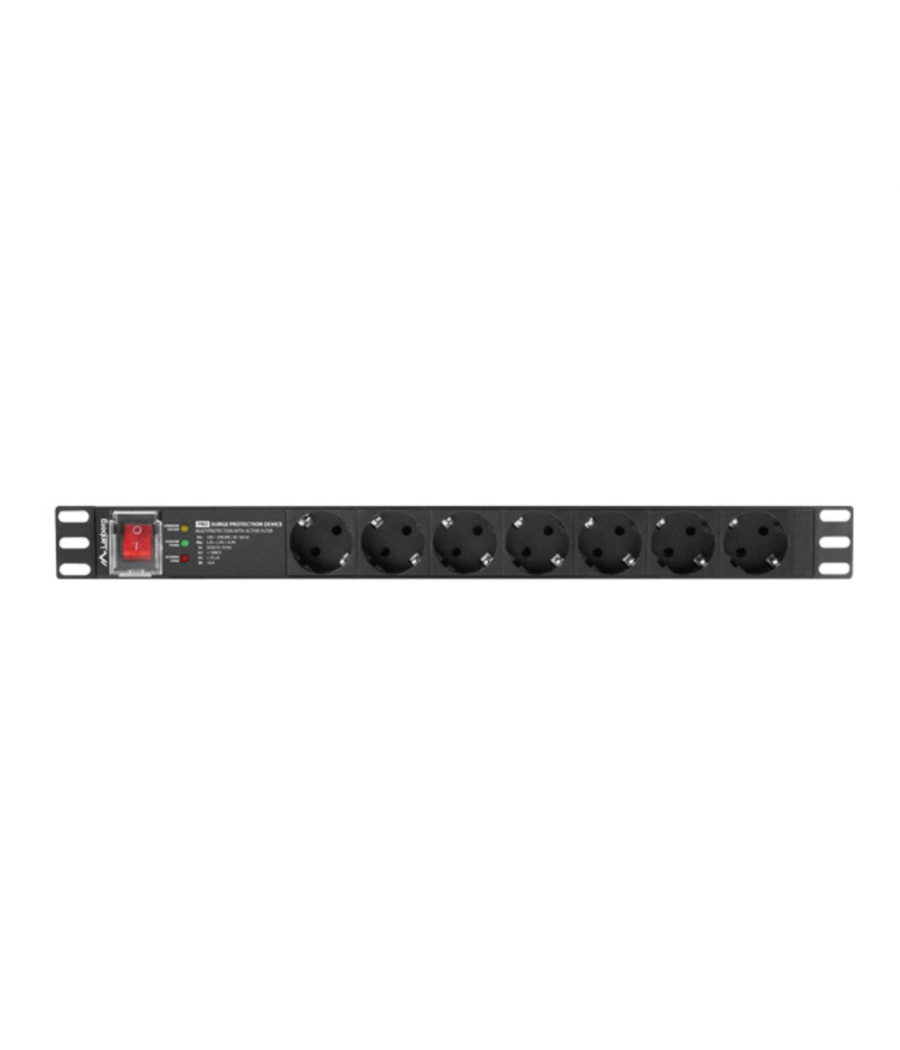 Regleta lanberg 1u 16a 7x schuko rack 19pulgadas 2m negro