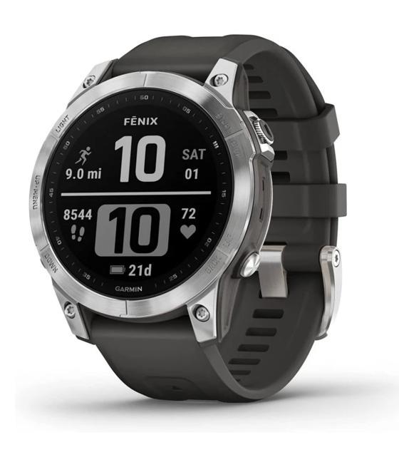 Reloj smartwatch garmin fenix 7 plata - grafito - gps - 47mm - wifi - bt - 10 atm