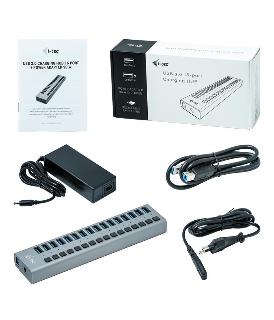 Hub i - tec usb 3.0 de carga con 16 puertos usb 3.0 y adaptador de alimentacion 90w