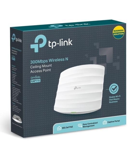 Punto de acceso inalámbrico tp-link eap115 poe 300mbps/ 2.4ghz/ antenas de 4dbi/ wifi 802.11n/b/g