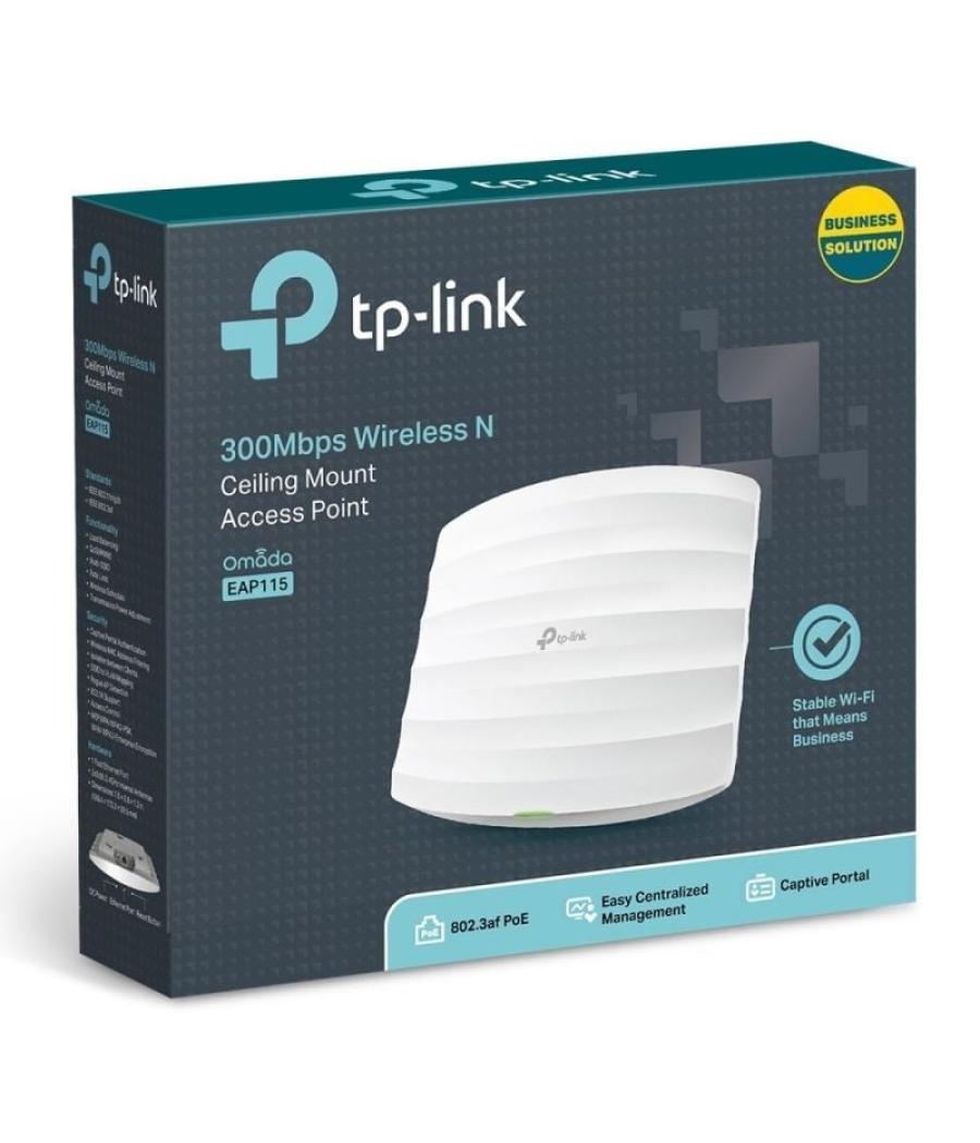 Punto de acceso inalámbrico tp-link eap115 poe 300mbps/ 2.4ghz/ antenas de 4dbi/ wifi 802.11n/b/g
