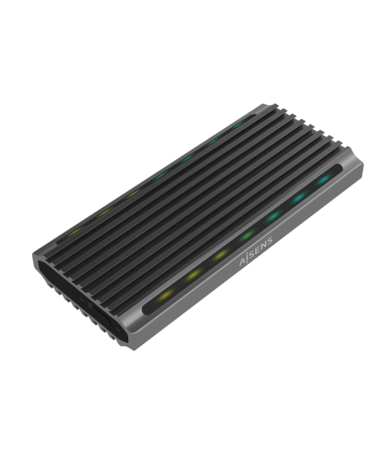 Caja externa aisens m.2 rgb gaming sata nvme a usb3.1 gen2 gris