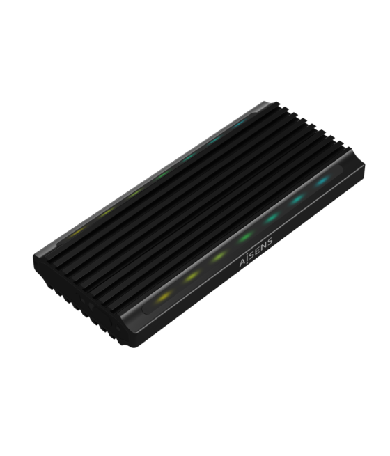 Caja externa aisens m.2 rgb gaming sata nvme a usb3.1 gen2 negra