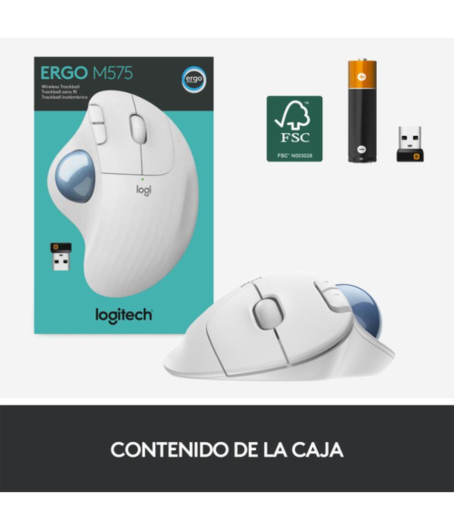 Logitech ERGO M575 ratón mano derecha RF inalámbrica + Bluetooth Trackball 2000 DPI