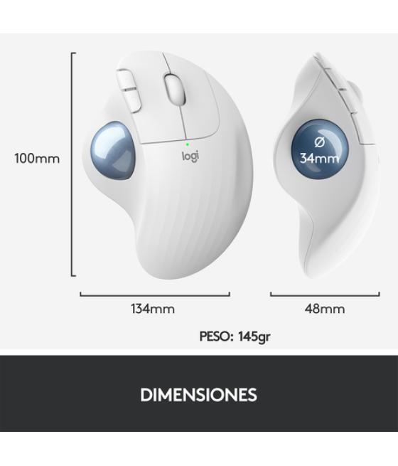 Logitech ERGO M575 ratón mano derecha RF inalámbrica + Bluetooth Trackball 2000 DPI