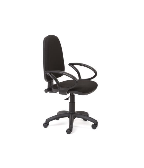 Silla rocada de oficina brazos fijos base nylon respaldo y asiento tela ignifuga negro
