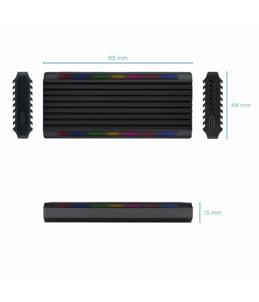 Caja externa para disco ssd m.2 nvme tooq tqe-2222b/ usb 3.1 gen2/ sin tornillos
