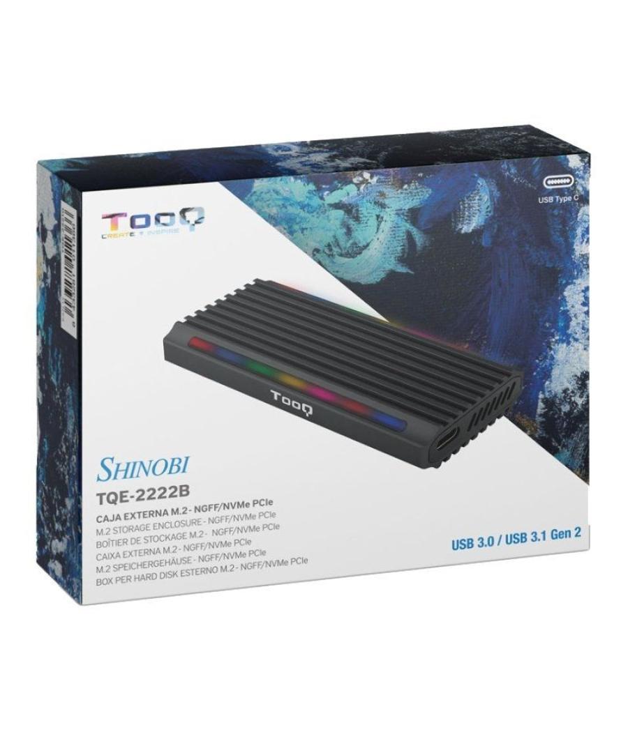 Caja externa para disco ssd m.2 nvme tooq tqe-2222b/ usb 3.1 gen2/ sin tornillos