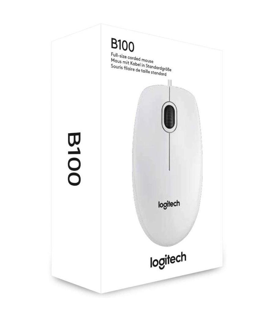 Ratón logitech b100/ hasta 800 dpi/ blanco