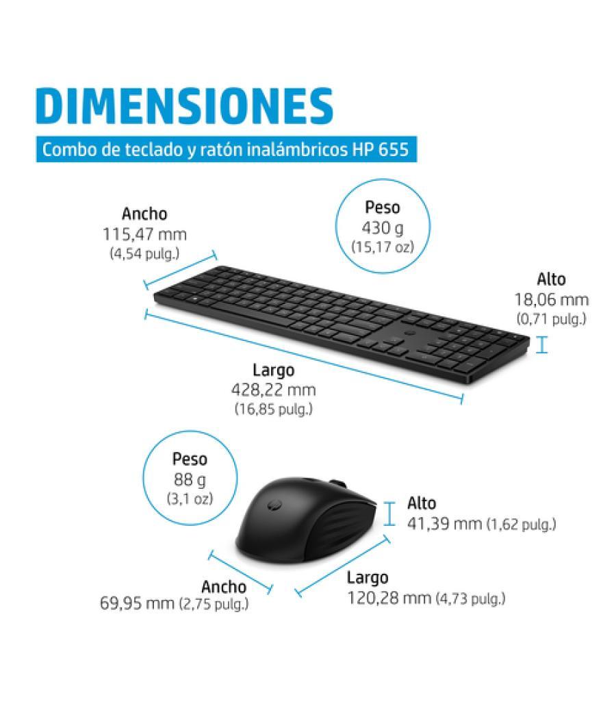 HP Conjunto de teclado y ratón inalámbricos 655