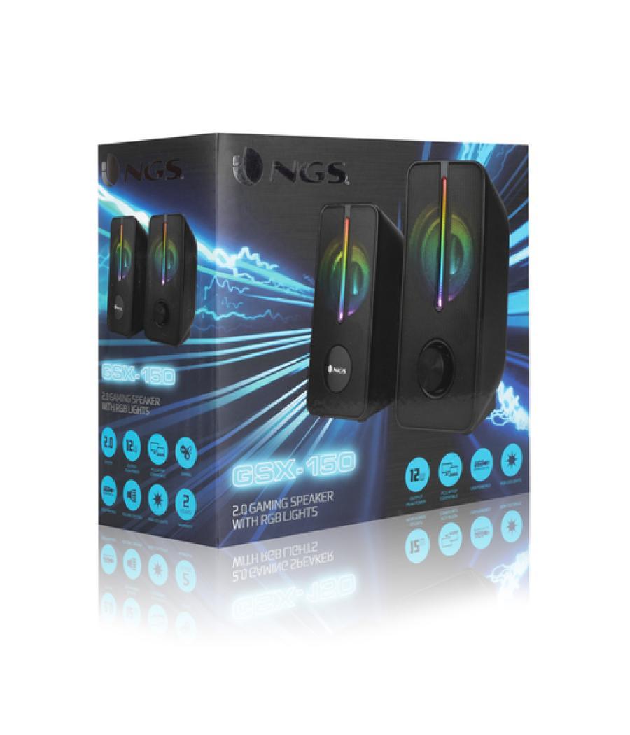 Ngs - altavoces 2.0 gsx-150 gaming rgb - 12w - alimentación por usb - plug and play