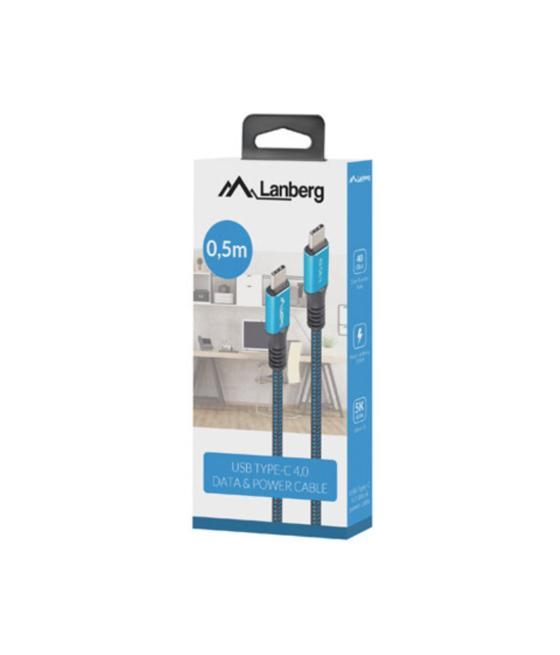 Cable usb tipo c lanberg 0.5m - macho - macho - negro - azul