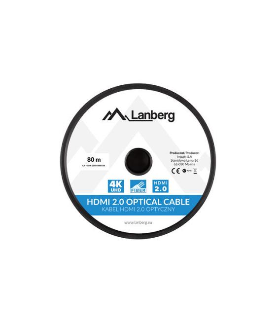 Cable hdmi lanberg m - m v2.0 optico aoc 80m negro