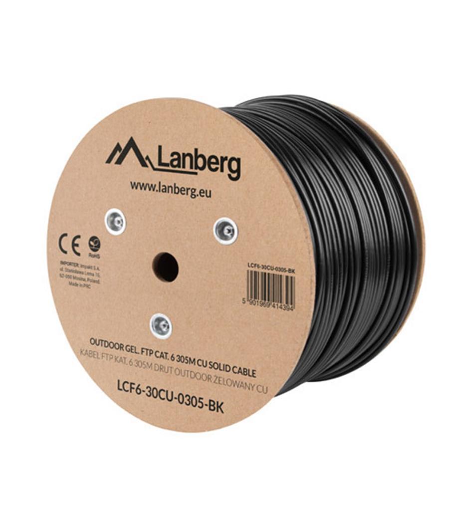 Bobina para exterior lanberg cat.6 ftp rj45 cobre gel - filled fluke awg23 305m negro