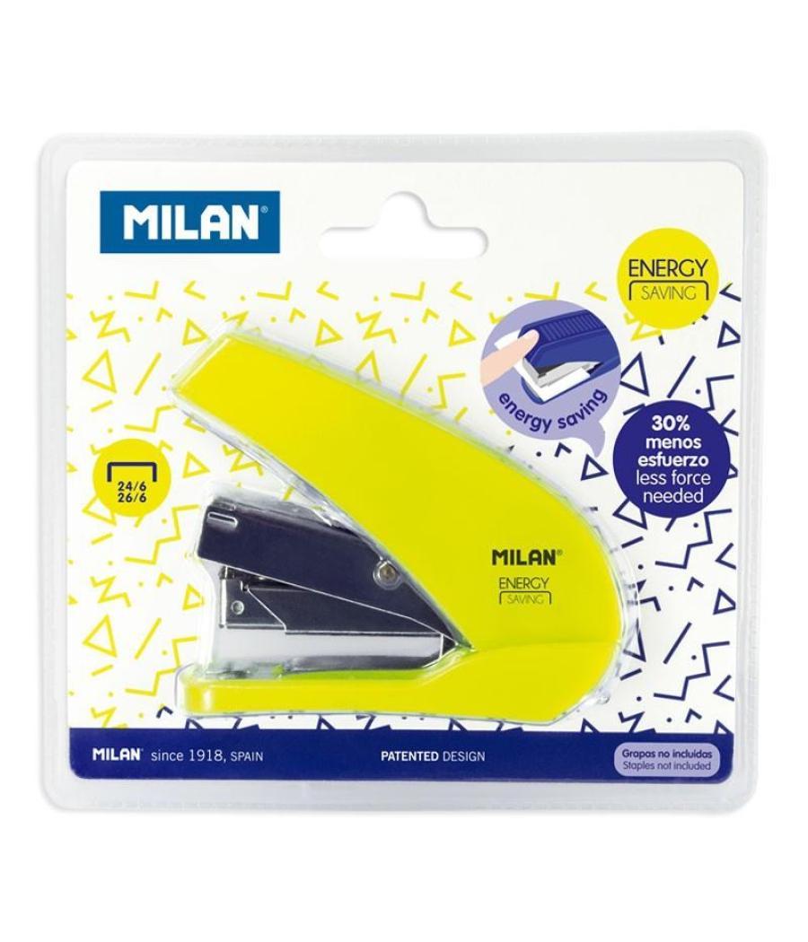 Milan grapadora compacta energy saving blister amarillo