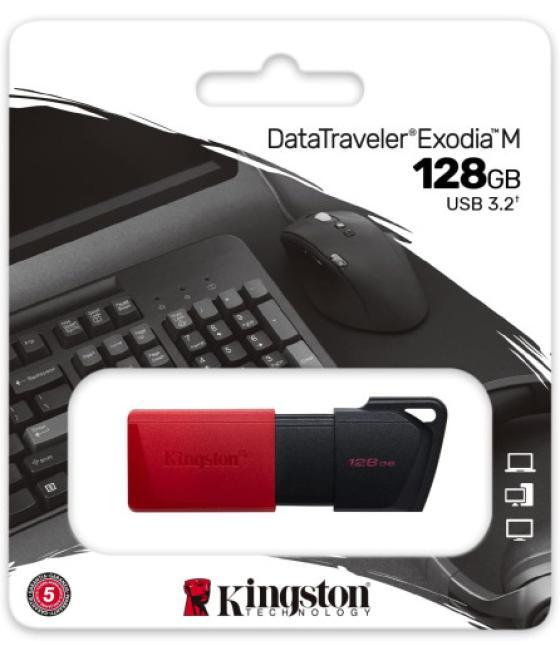 Kingston 128gb usb3.2 gen1 datatraveler exodia m (black + red)