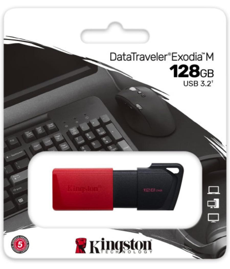 Kingston 128gb usb3.2 gen1 datatraveler exodia m (black + red)