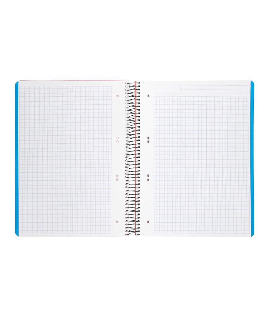 Cuaderno espiral liderpapel a5 micro wonder tapa plástico 120h 90g cuadro 5mm 5 bandas 6 taladros color naranja