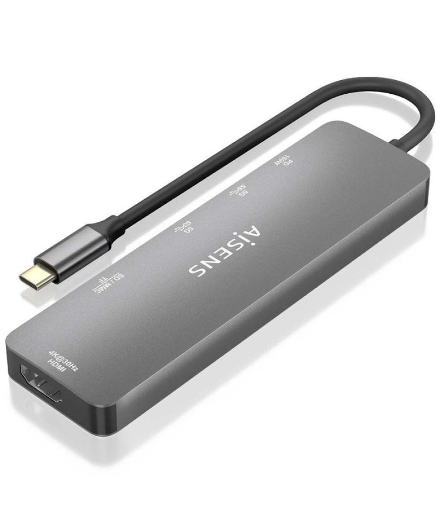 Docking usb tipo-c aisens asuc-6p016-gr/ 1xhdmi/ 2xusb/ 1xlector tarjetas/ 1xusb tipo-c pd/ gris