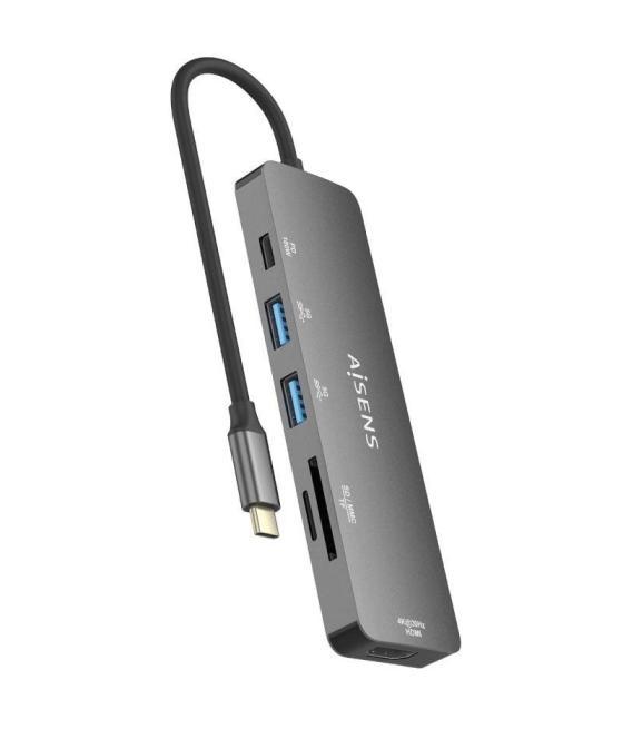 Docking usb tipo-c aisens asuc-6p016-gr/ 1xhdmi/ 2xusb/ 1xlector tarjetas/ 1xusb tipo-c pd/ gris