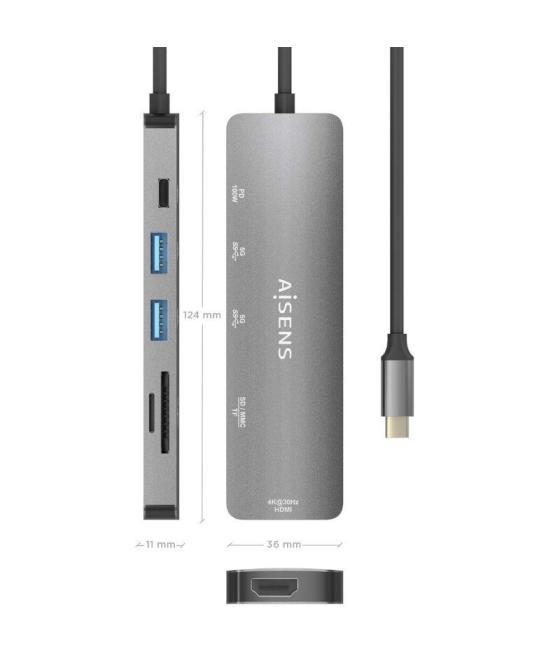 Docking usb tipo-c aisens asuc-6p016-gr/ 1xhdmi/ 2xusb/ 1xlector tarjetas/ 1xusb tipo-c pd/ gris
