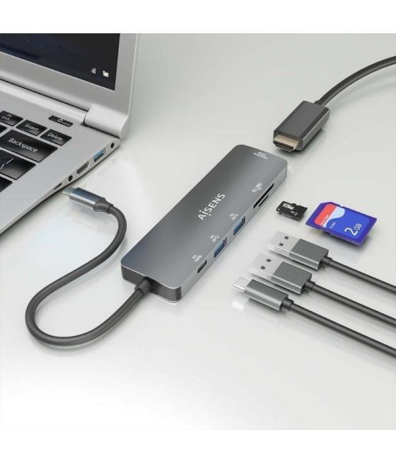 Docking usb tipo-c aisens asuc-6p016-gr/ 1xhdmi/ 2xusb/ 1xlector tarjetas/ 1xusb tipo-c pd/ gris