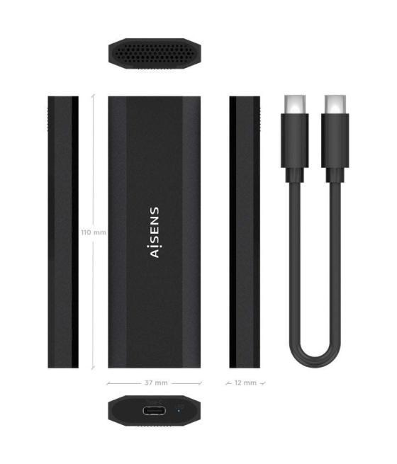 Caja externa para disco ssd m.2 ngff aisens asm2-028b/ usb 3.2/ sin tornillos