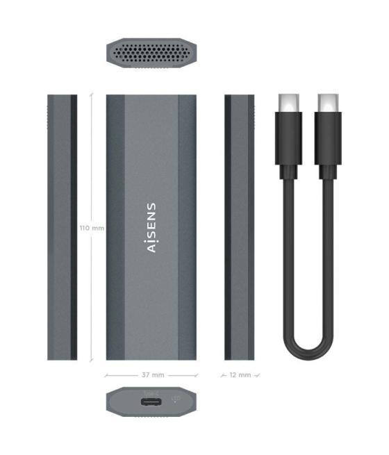 Caja externa para disco ssd m.2 ngff aisens asm2-029gr/ usb 3.2/ sin tornillos