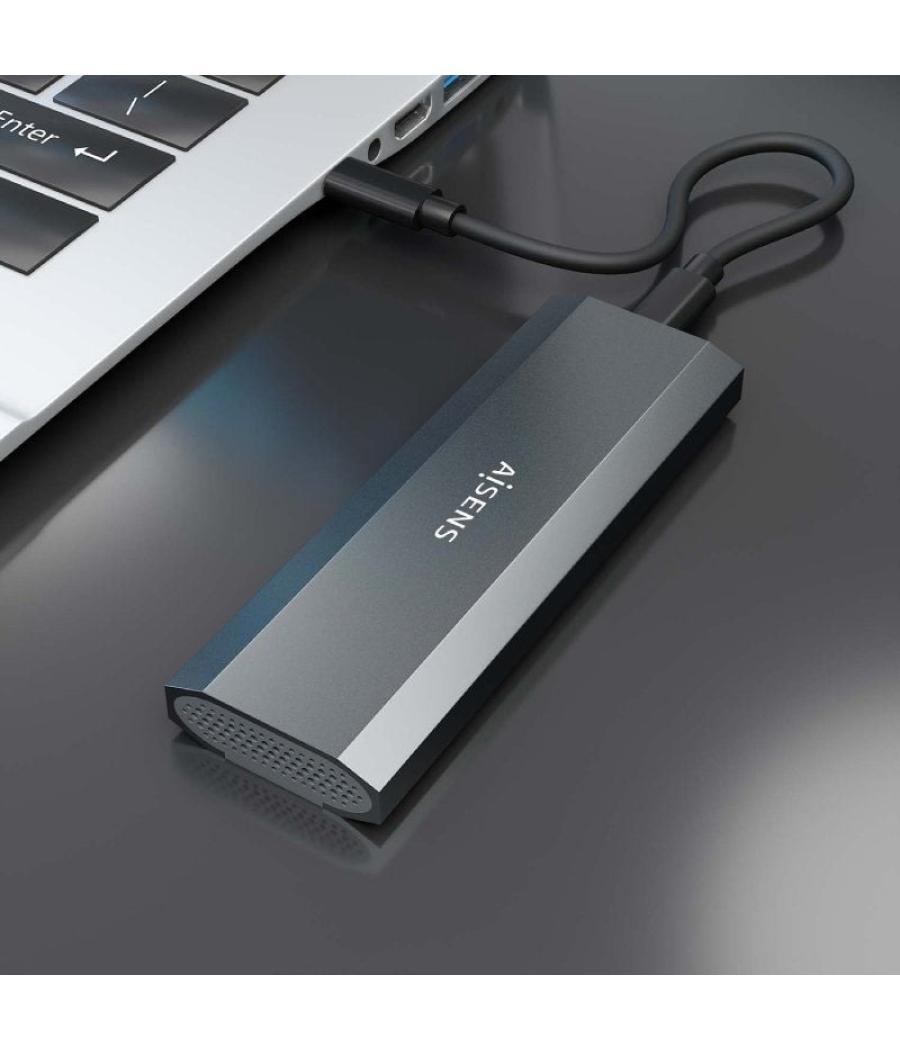 Caja externa para disco ssd m.2 ngff aisens asm2-029gr/ usb 3.2/ sin tornillos