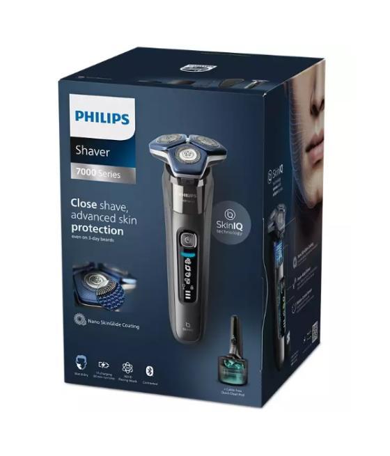 Afeitadora philips s7887/55 serie 7000 color cromado oscuro 3 cabezales uso en humedo y seco inalambrica bluetooth app