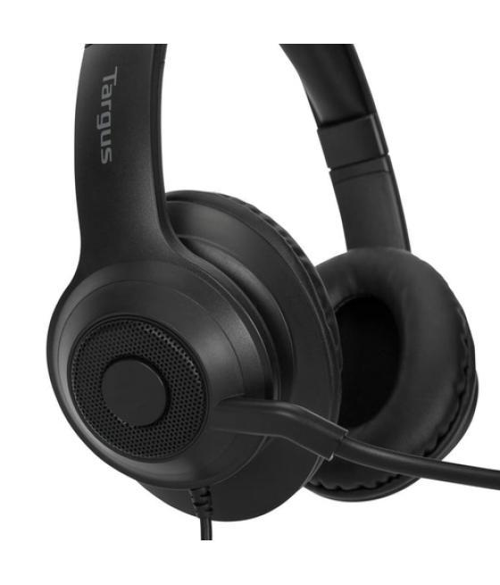 Targus AEH102GL auricular y casco Auriculares Alámbrico Diadema Llamadas/Música USB tipo A Negro