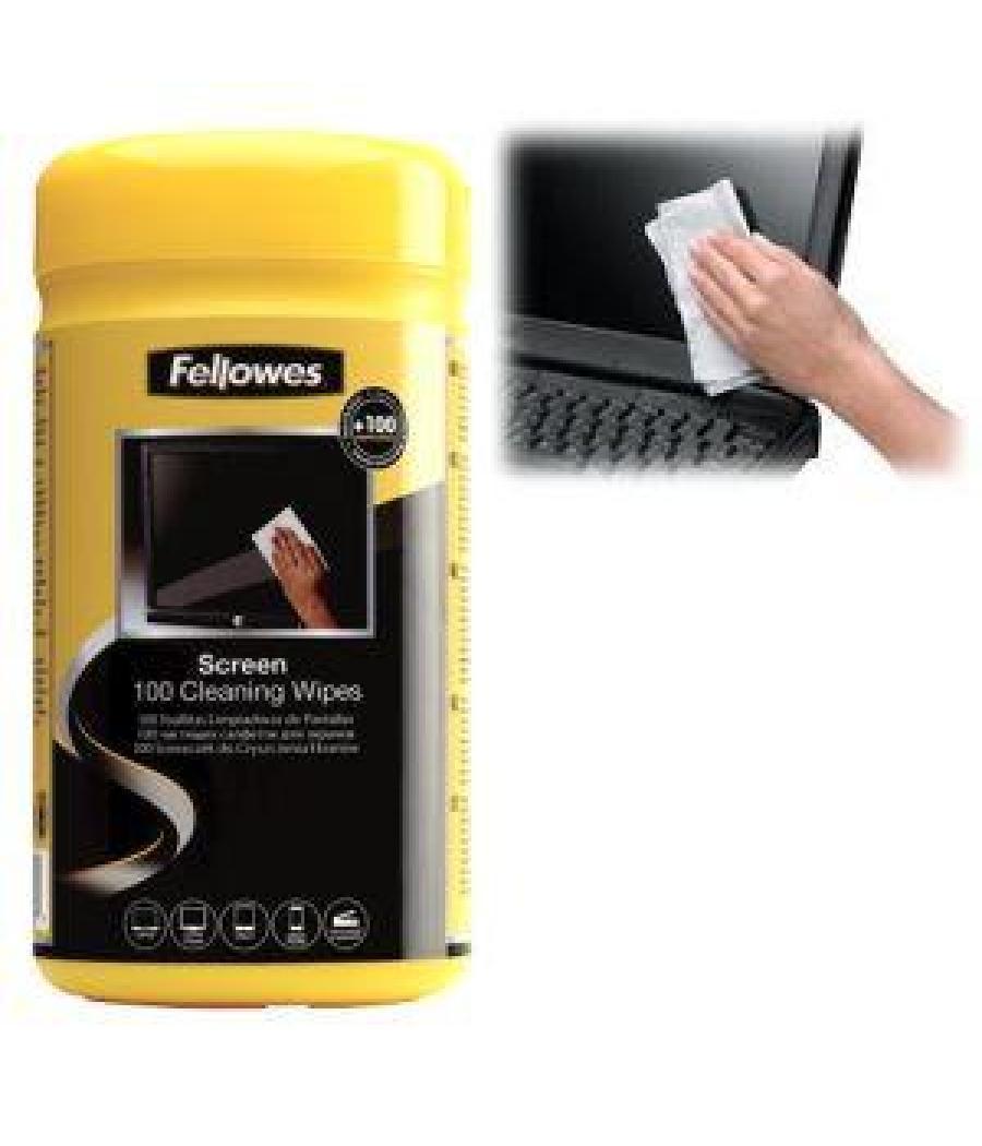 Fellowes dispensador 100 toallitas prehumedecidas limpiadoras de pantalla