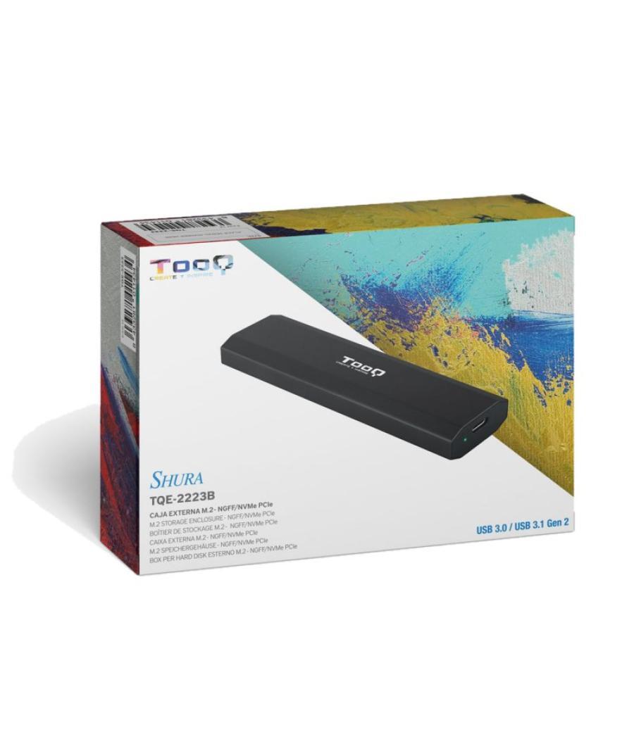Tooq caja externa ssd m.2 ngff/nvme usb-c negro