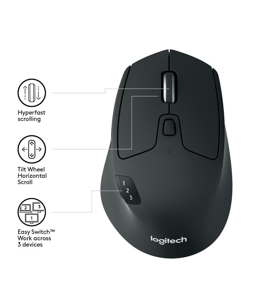 Mouse raton logitech m720 optico wireless y bluetooth inalambrico triathlon