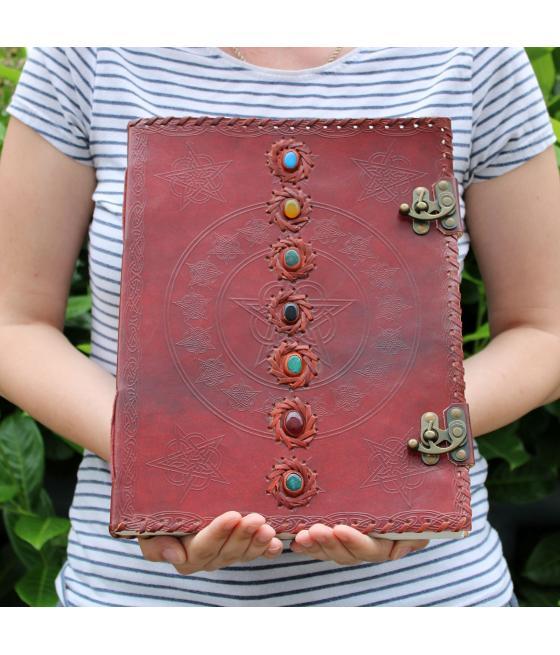 Huge 7 Chakra Leather Book - 10X13" (200 pages)