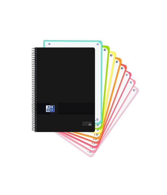 Cuaderno espiral oxford ebook 8 tapa plástico din a4+ 160 h cuadricula 5 mm black'n colors turquesa