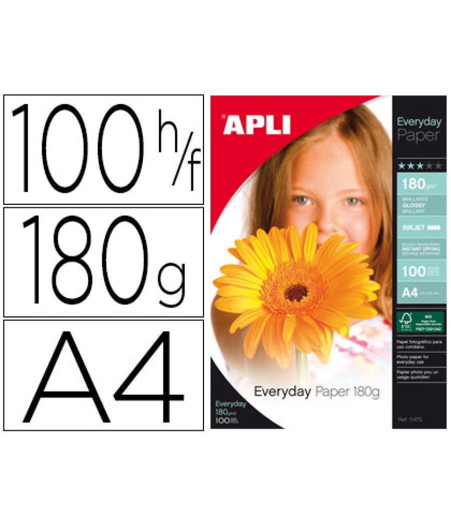 Papel fotografico apli glossy din a4 pack 100 hojas de 180 gr