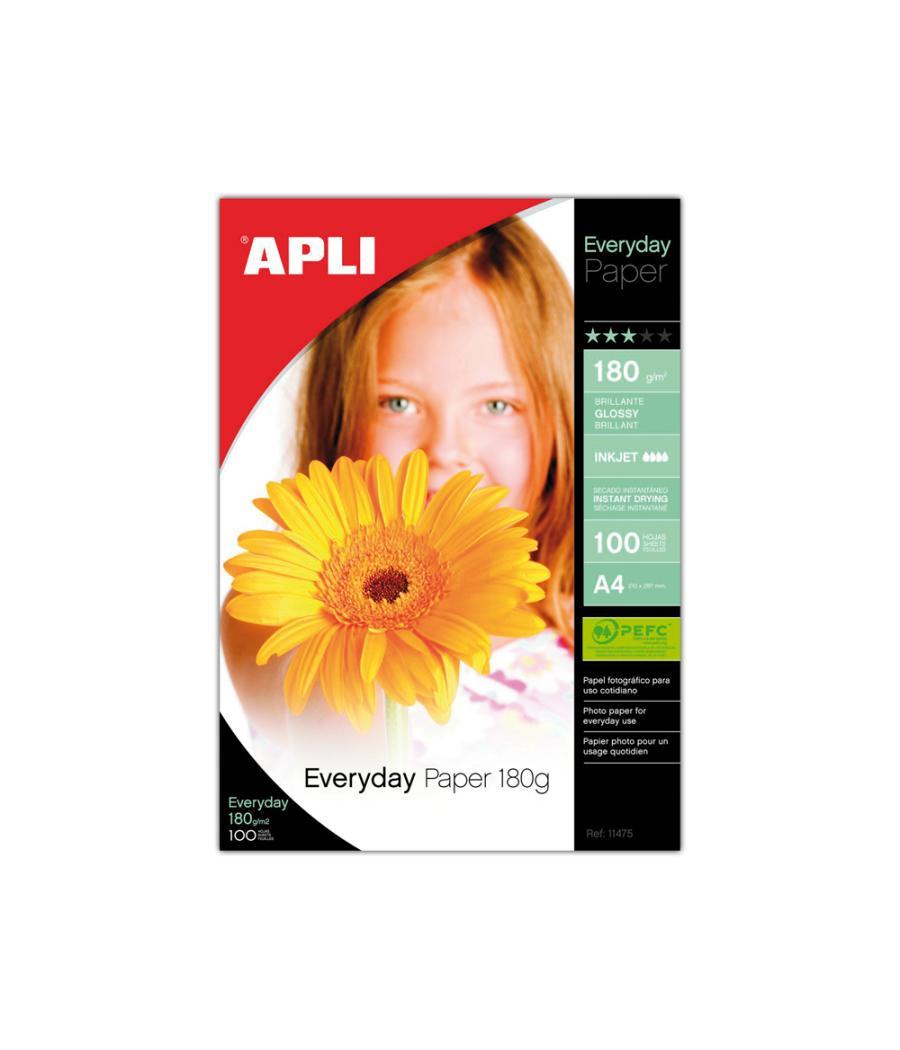 Papel fotografico apli glossy din a4 pack 100 hojas de 180 gr