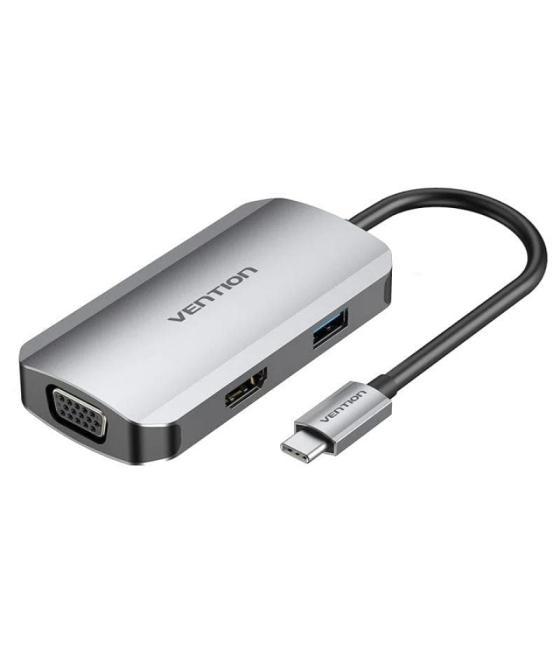 Docking usb tipo-c vention toahb/ 1xhdmi/ 1xvga/ 1xusb/ 1xusb tipo-c pd/ gris
